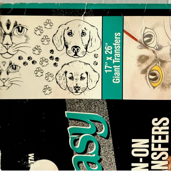 VTG Tulip Big & Easy Iron-On Transfers 17 x 26 Cats Dogs Paws Giant Sheet '92 - Picture 3 of 5